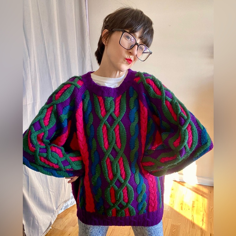 Colourful Cable Knit Sweater